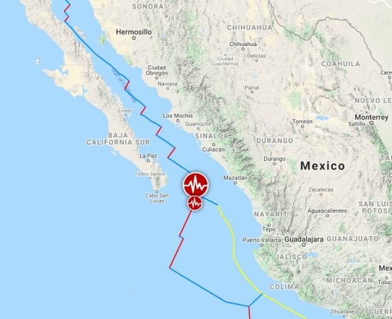 A strong M earthquake occurs off the coast of Southern California