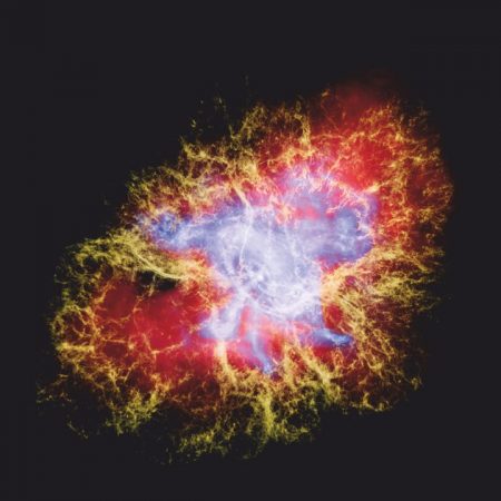 From the multi wave image of the Crab nebula you can see the temperature difference