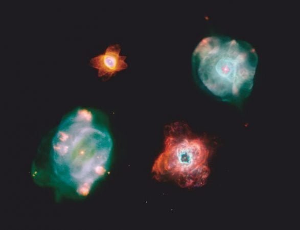 Planetary nebulae are made up of substances released by dying stars