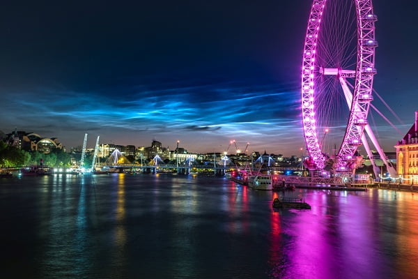 Noctilucent clouds appeared in the sky above London