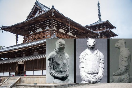 The mystery of the reptilian statues in the Japanese temple of Horyu ji