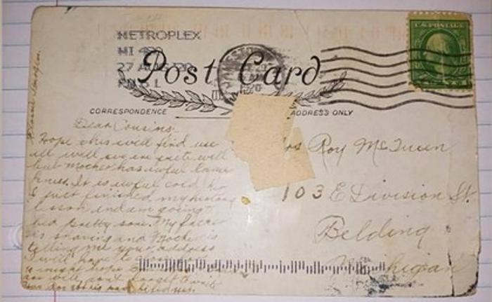 American woman received a postcard sent 100 years ago