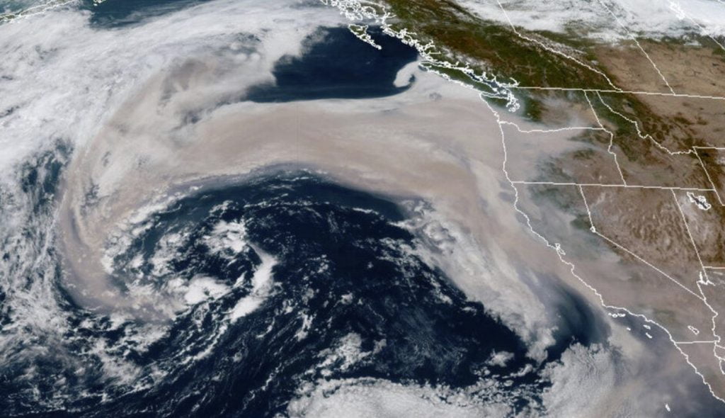 US bushfire smoke is sucked into a Pacific storm