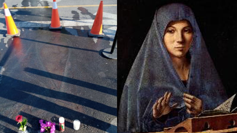 The image of the Virgin Mary drawn in chalk 13 years ago appeared on the asphalt