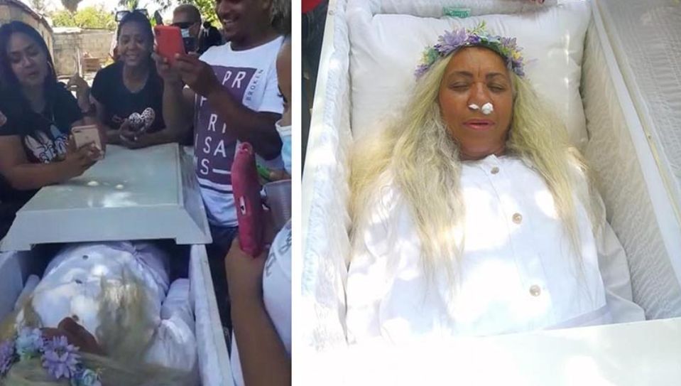 A resident of the Dominican Republic staged a rehearsal of her own funeral