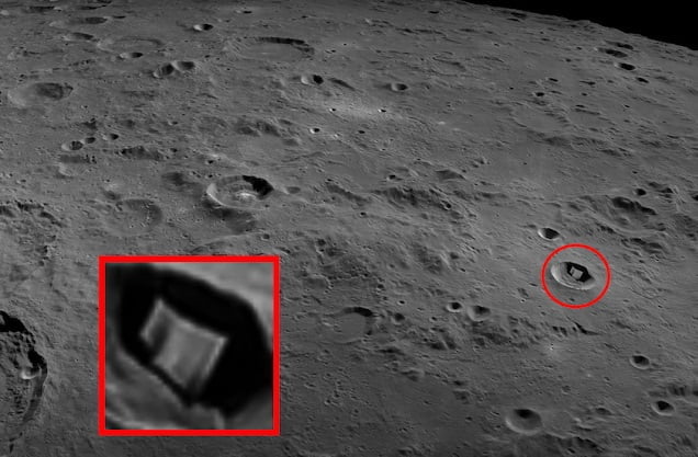 A strange 2 kilometer structure found on the moon