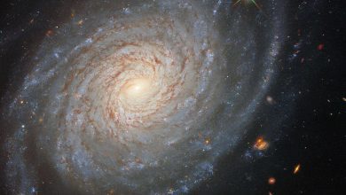 Hubble observes a calm galaxy with a turbulent past
