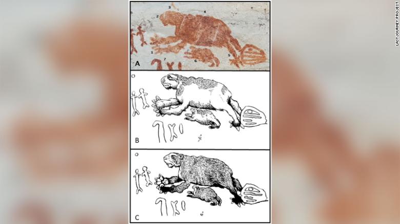 Ancient rock paintings depict extinct ice age giants 3 1