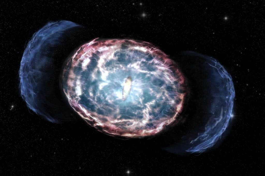 X ray afterglow of the kilonova was explained by the action of a shock wave