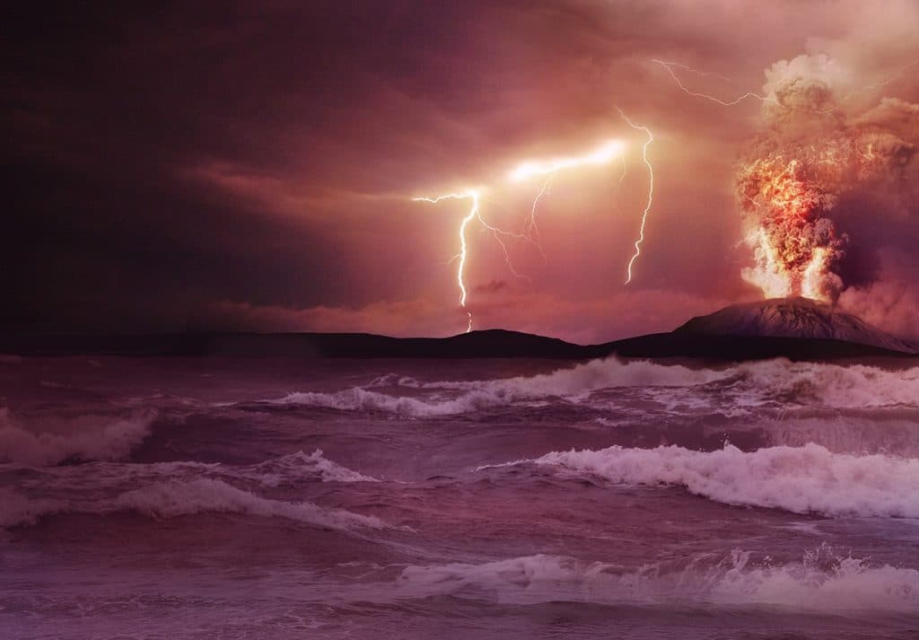 In the Earths primary atmosphere there was less lightning and hence the chances for the origin of life