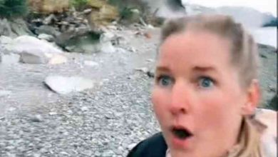 Woman filming TikTok video narrowly escapes massive landslide in Alaska