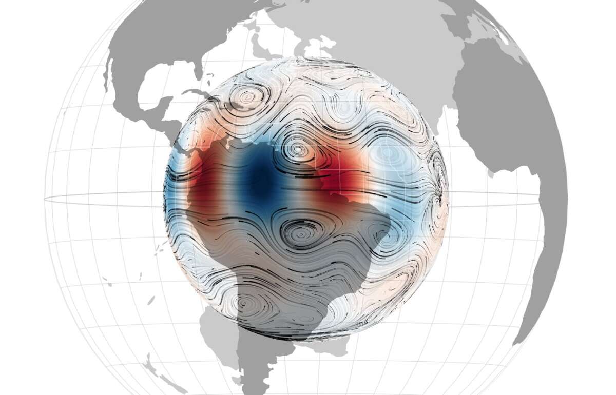 Swarm of satellites detects magnetic waves that sweep the outer part of the Earths outer core