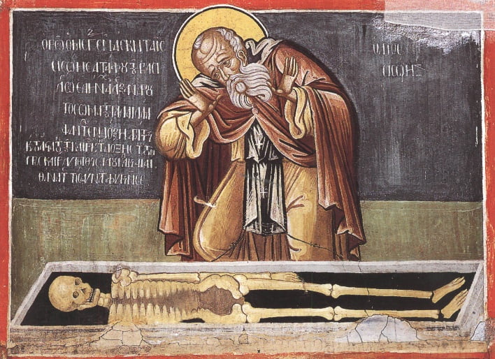Why is Saint Sisoy a Christian hermit monk depicted crying over the tomb of Alexander the Great 3