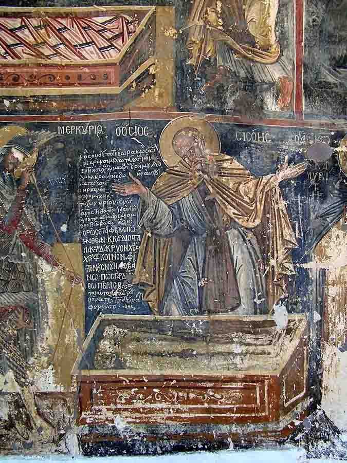 Why is Saint Sisoy a Christian hermit monk depicted crying over the tomb of Alexander the Great 7