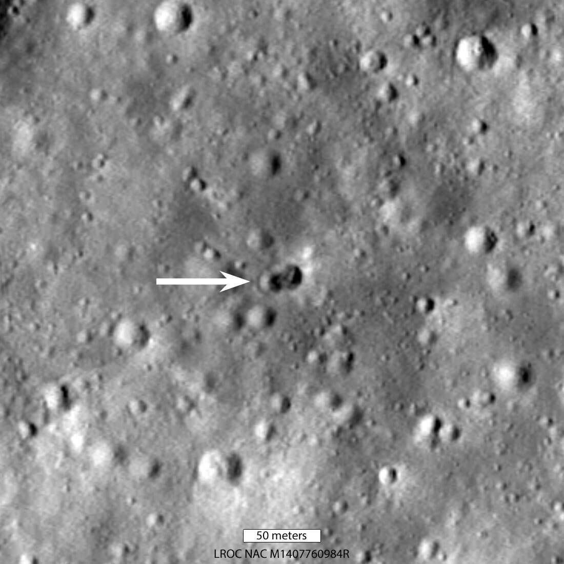 NASA Lunar Reconnaissance Orbiter finds rocket impact site on the Moon