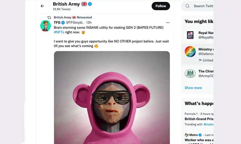 Hackers promoted fraudulent Crypto projects on hacked British Army social media 2