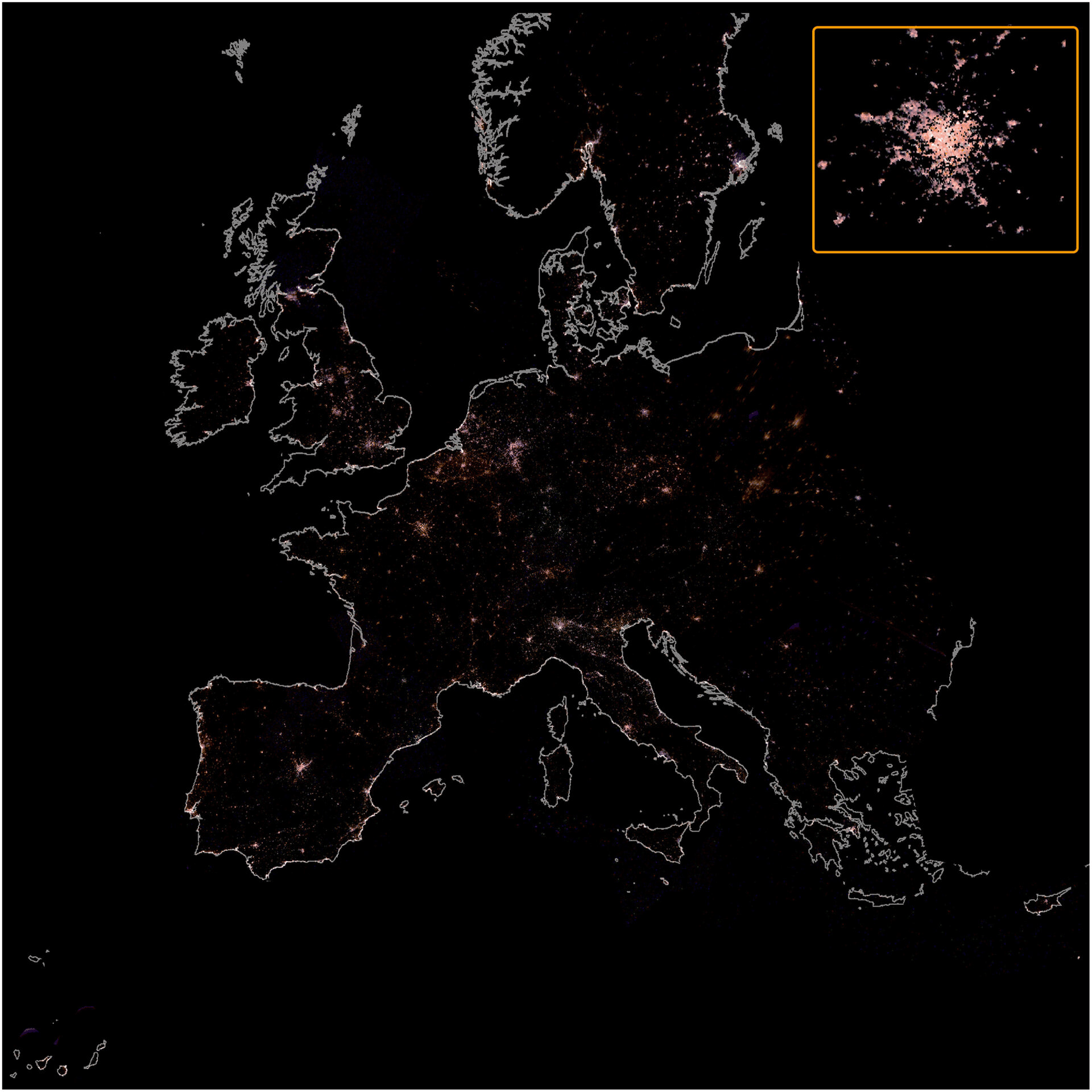 ISS astronauts mapped light pollution in Europe 1
