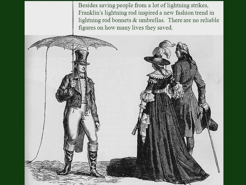 Fashion for lightning rods Grounded umbrellas and hats of the 18th century 1
