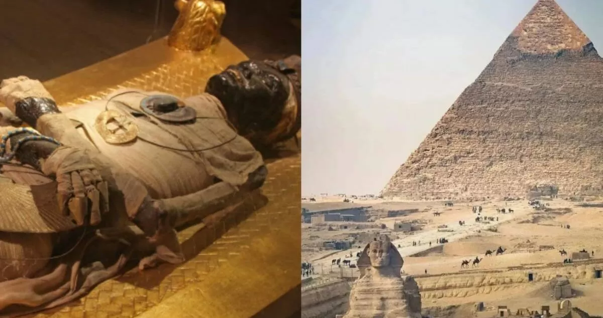 In Egypt archaeologists found a gold covered mummy