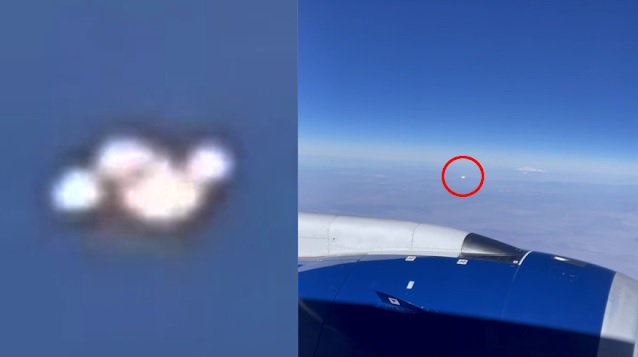 Passenger of the airliner captured a group of UFOs on video 2