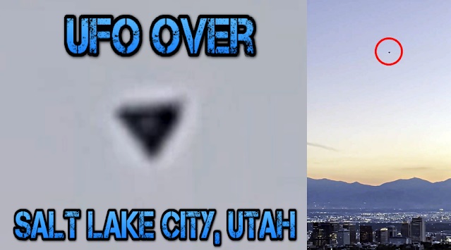 Black triangular UFO captured in the sky over Salt Lake City 2
