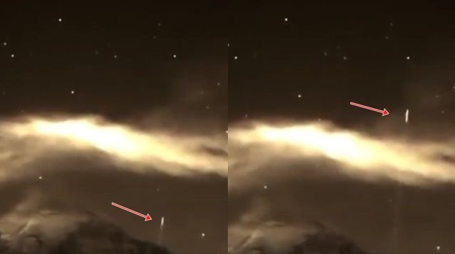Cylindrical UFO flew out of the Popocatepetl volcano 2