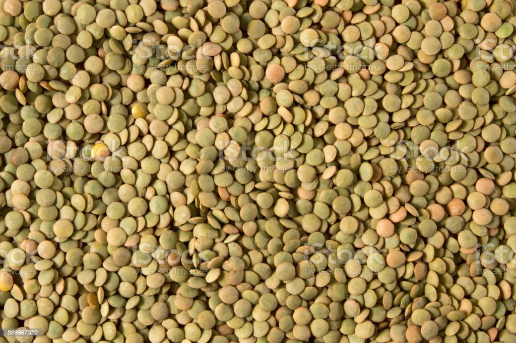 Seamless pattern of green organic lentils